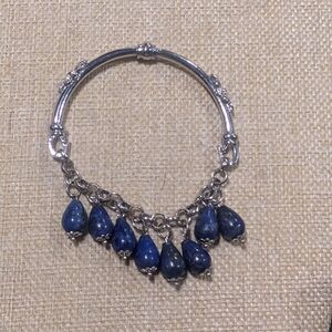 Blue And Silvertoned Beaded Bracelet